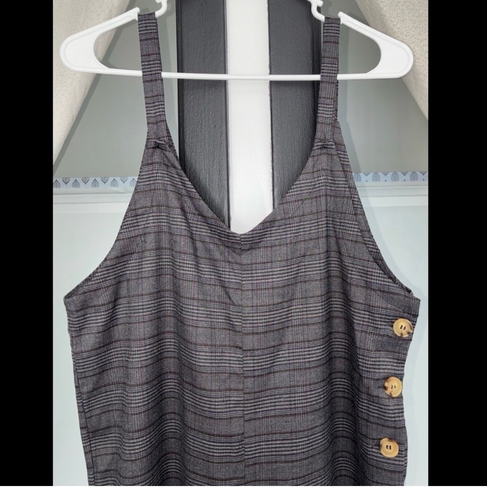 Hem & Thread - Plaid Wide-Leg Overalls - Picture 4 of 6